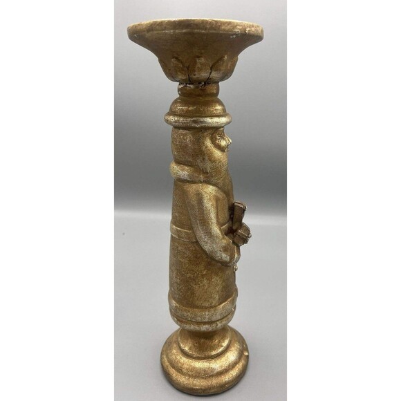 Victorian 3 Set Gold Antiqued Gilded Candleholders Christmas Angel Santa Snowman - Picture 5 of 16